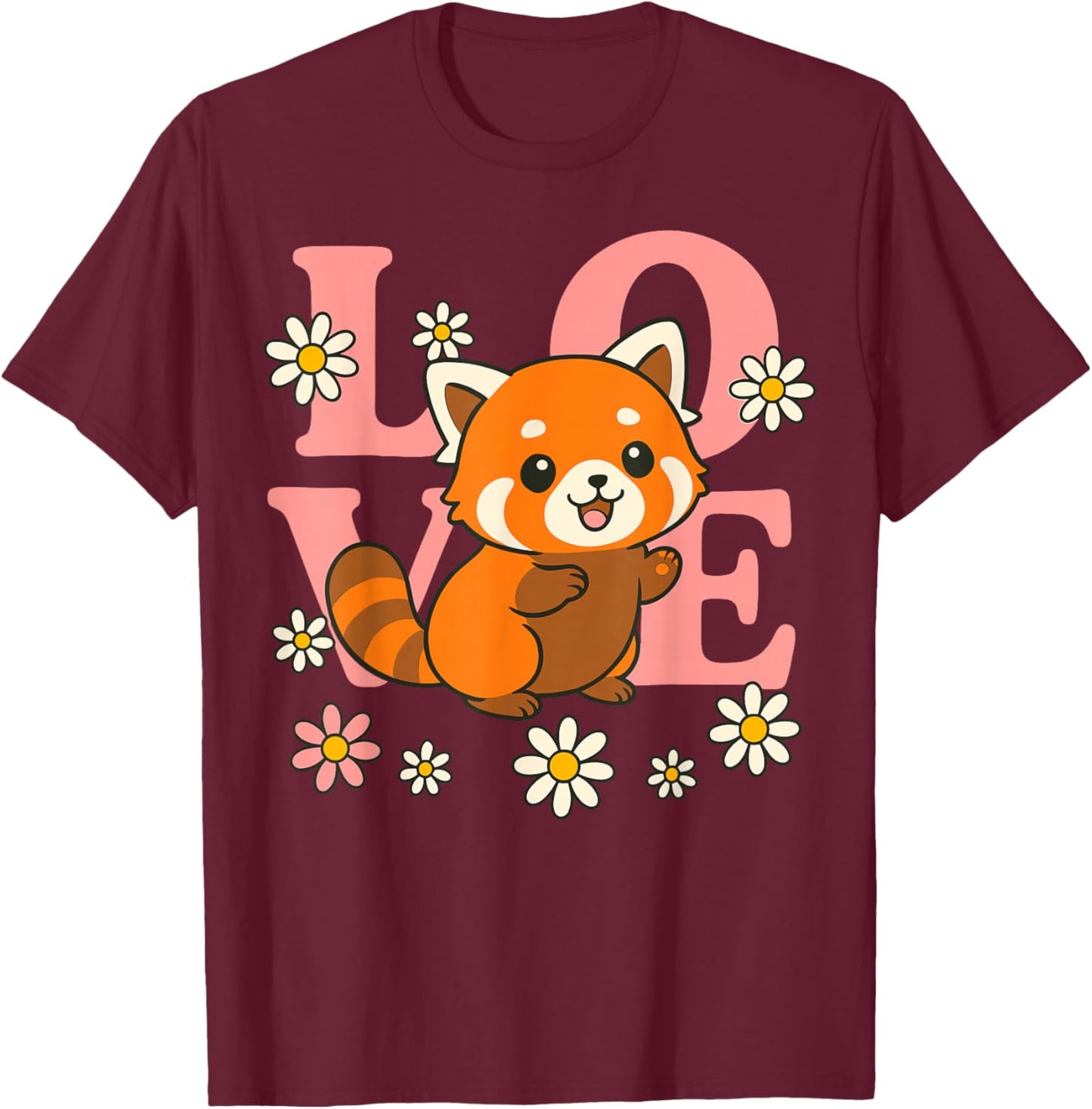 Red Panda Love T-Shirt - T-Shirt | Maroon