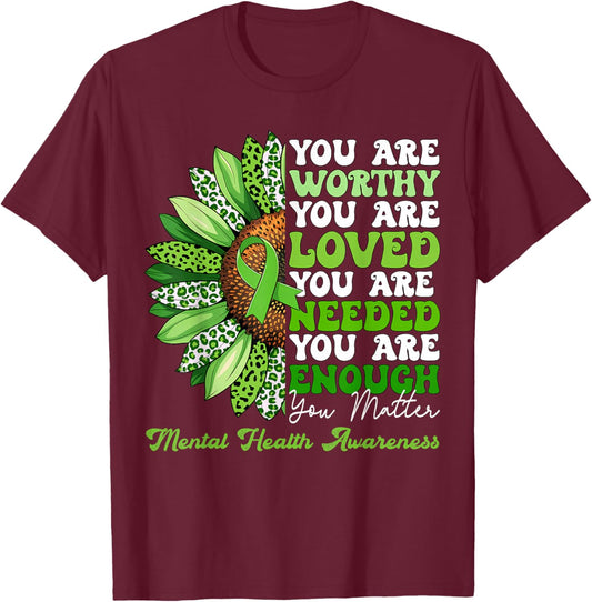 Motivational Support Warrior Mental Health Awareness Gifts T-Shirt - T-Shirt | Maroon