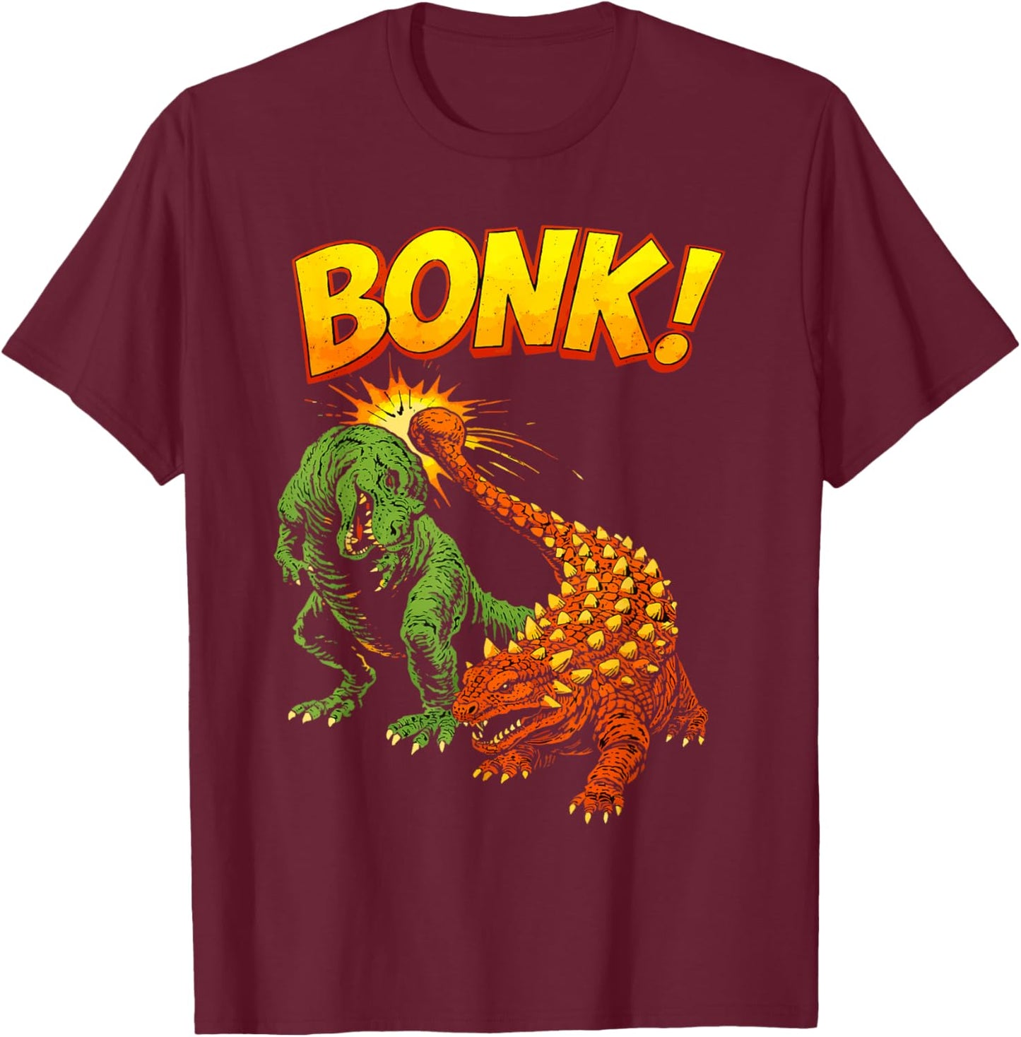 Bonk Dinosaur T-Shirt - T-Shirt | Maroon