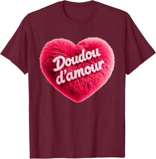 Doudou D'Amour Cute and Humorous Valentine's Day T-Shirt - T-Shirt | Maroon