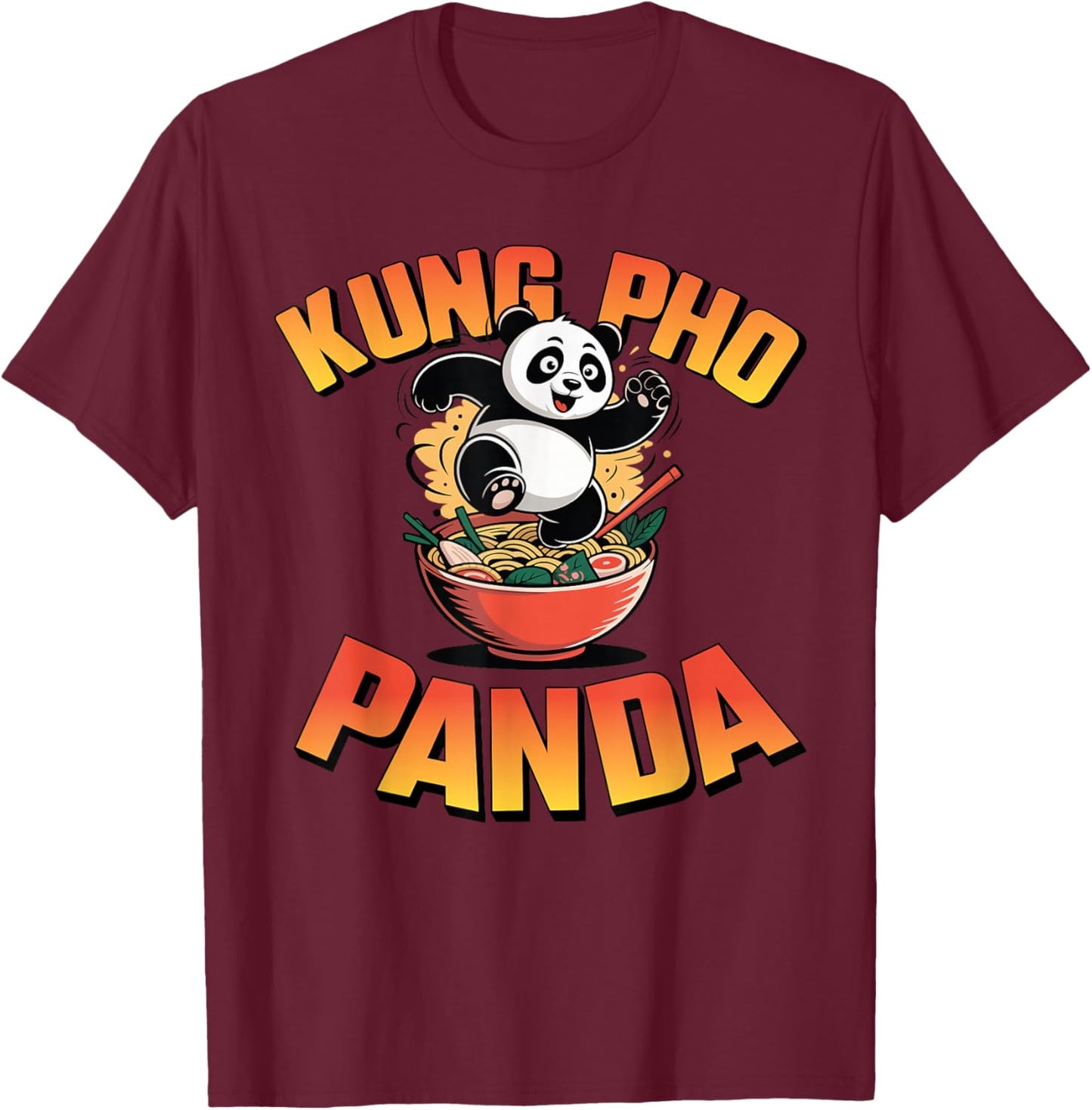 Pholicious Panda Vietnamese Pho Lover Design Kung Fu T-Shirt - T-Shirt | Maroon