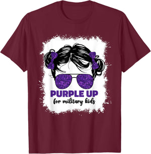 Purple Up For Military Kids Girls Month Of Military Child T-Shirt - T-Shirt | Maroon