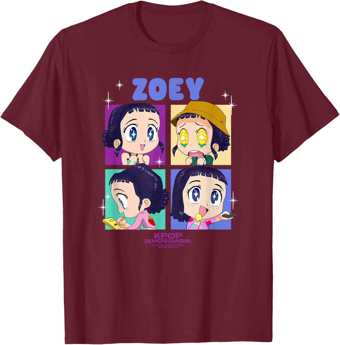 Kpop Demon Hunters Zoey Chibi Officially Licensed T-Shirt - T-Shirt | Maroon