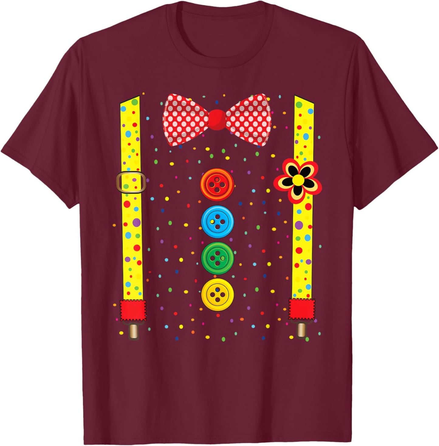 Bretelles De Clown Costume De Carnaval Costume De Clown T-Shirt - T-Shirt | Maroon