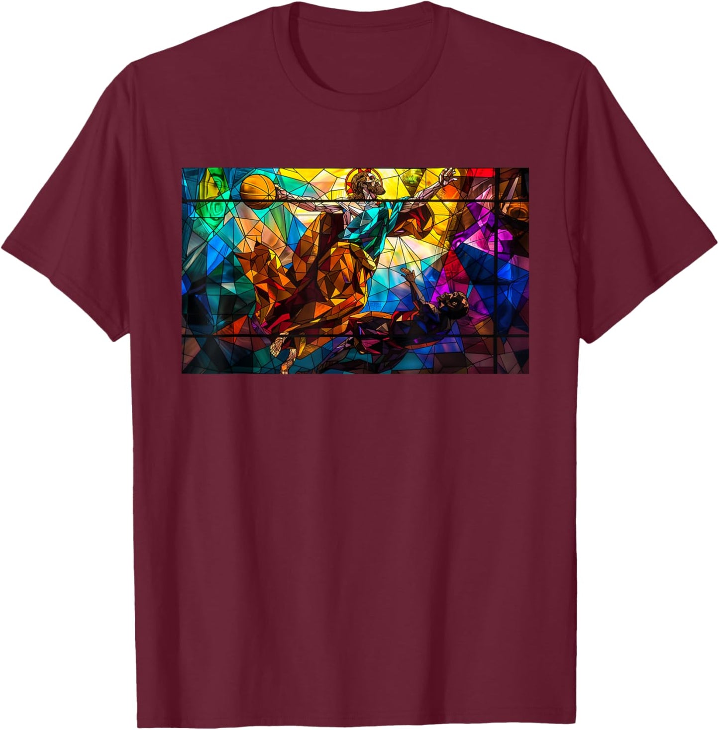 Funny Jesus Dunking Over The Devil Christian T-Shirt - T-Shirt | Maroon