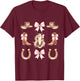 Coquette Cowgirl Aesthetic Horse and Boots with Pink Bows T-Shirt - T-Shirt | Maroon
