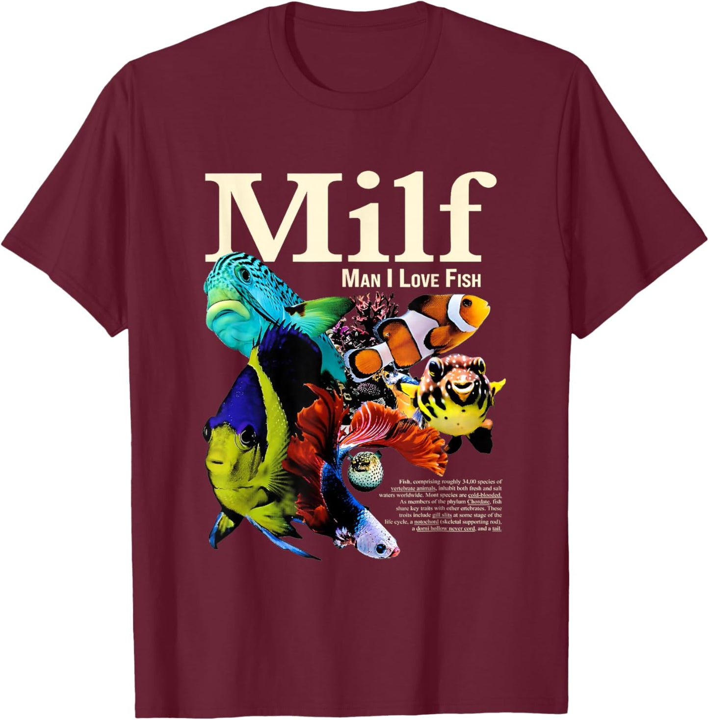 Milf Man I Love Fish Funny Fishing T-Shirt - T-Shirt | Maroon