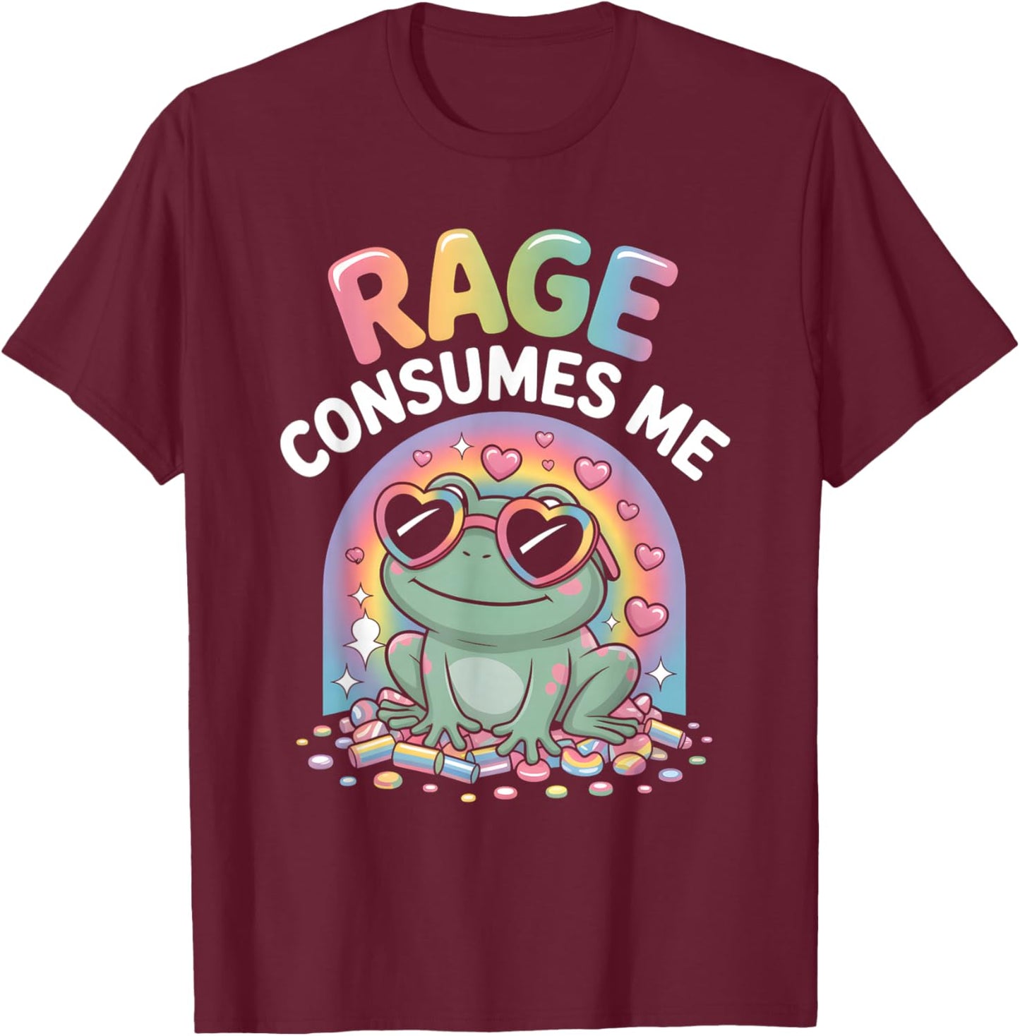 Rage Consumes Me T Shirt Cute Frog T-Shirt - T-Shirt | Maroon