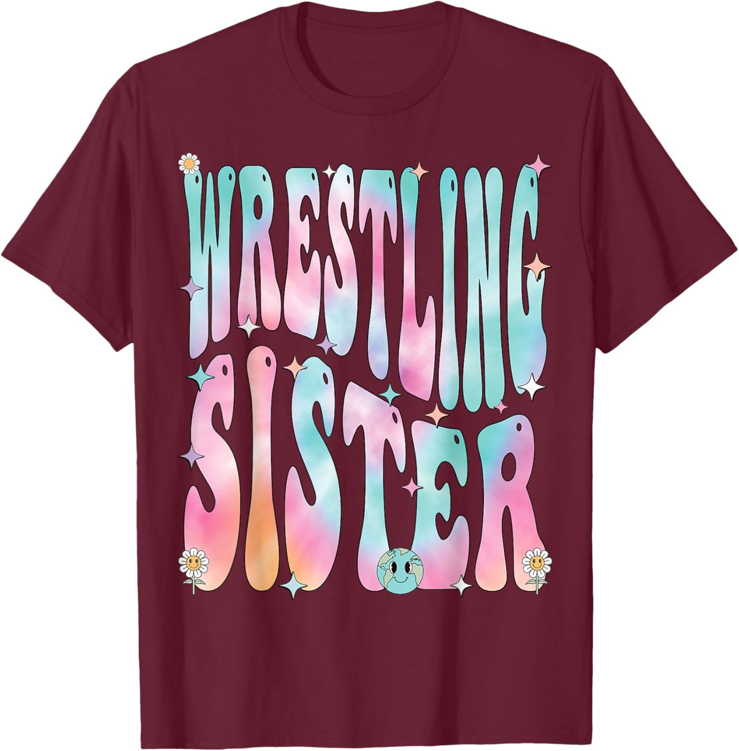 Wrestling Sister Groovy, Wrestling Sister T-Shirt - T-Shirt | Maroon