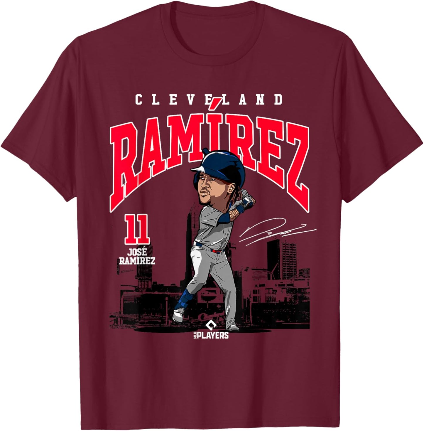 José Ramírez | Cleveland Baseball MLB Players | MLBJRAM4030 T-Shirt - T-Shirt | Maroon