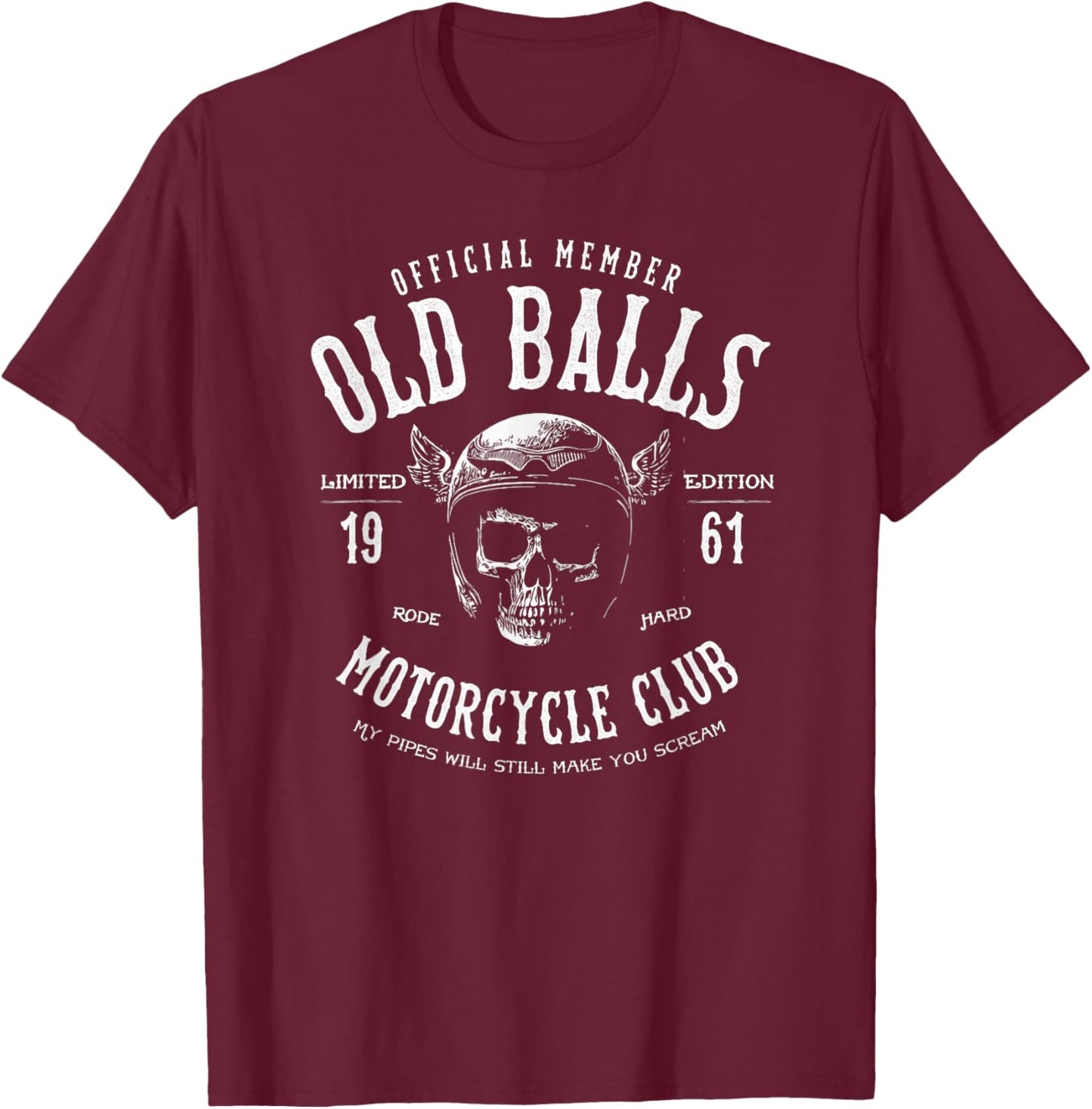 The Old Balls Club Vintage Motorcycle 65th Birthday T-Shirt - T-Shirt | Maroon