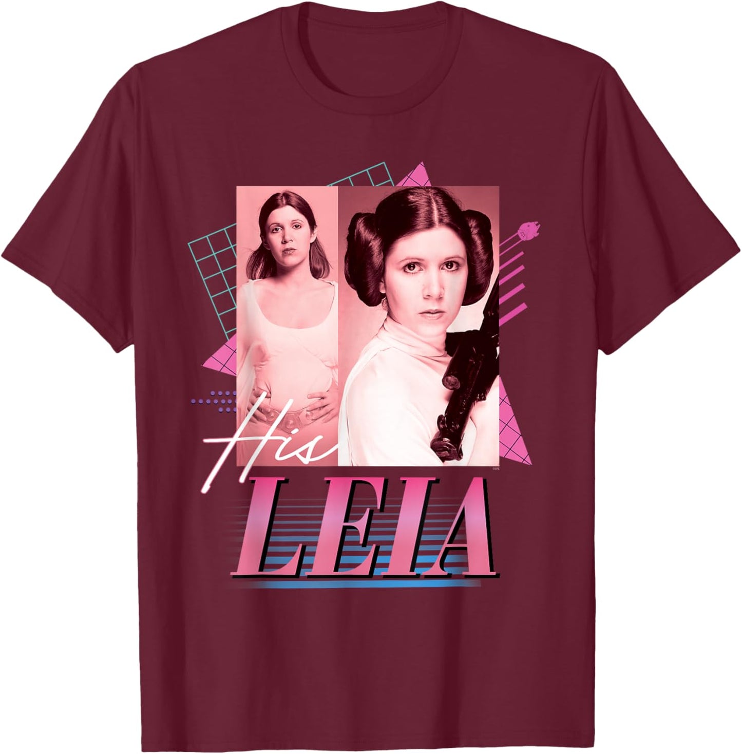 Star Wars Valentine’s Day ’90s Couples Matching His Leia T-Shirt - T-Shirt | Maroon