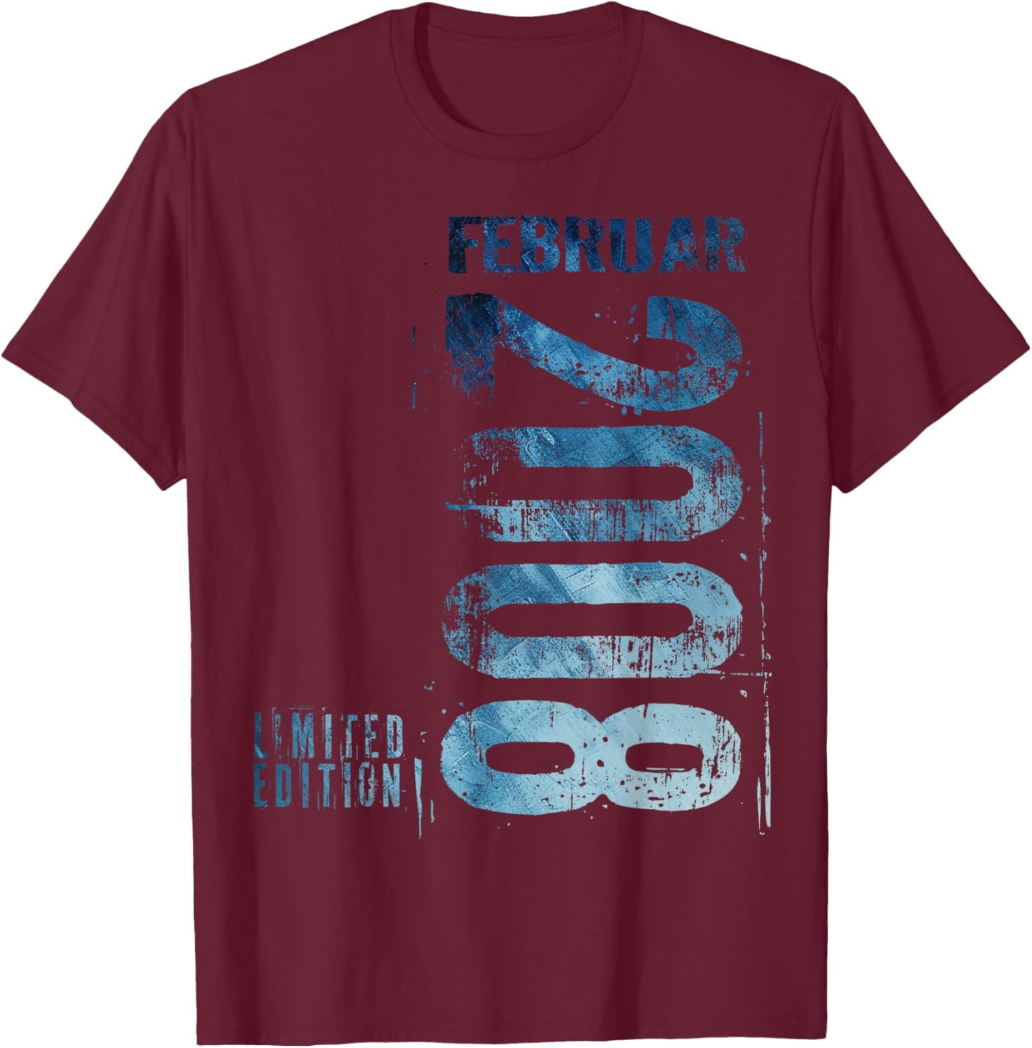 February 2008 Man Woman 18th Birthday Limited Edition T-Shirt - T-Shirt | Maroon
