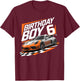 6th Birthday Race Car 6 Year Old Bday Racing Car Boys Kids T-Shirt - T-Shirt | Maroon