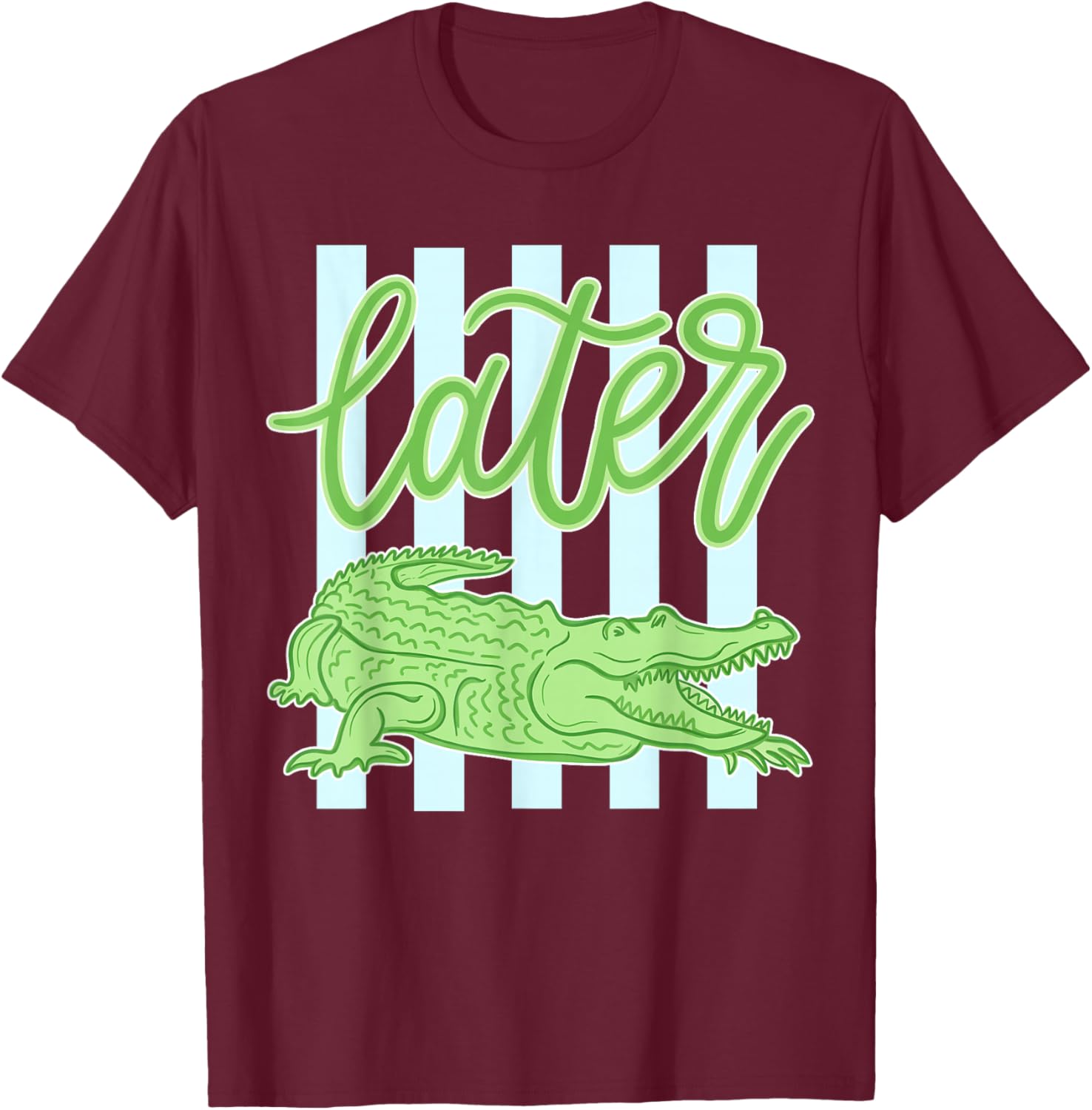 Funny Later After While Retro Gator Teacher Summer Alligator T-Shirt - T-Shirt | Maroon