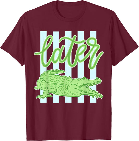 Funny Later After While Retro Gator Teacher Summer Alligator T-Shirt - T-Shirt | Maroon