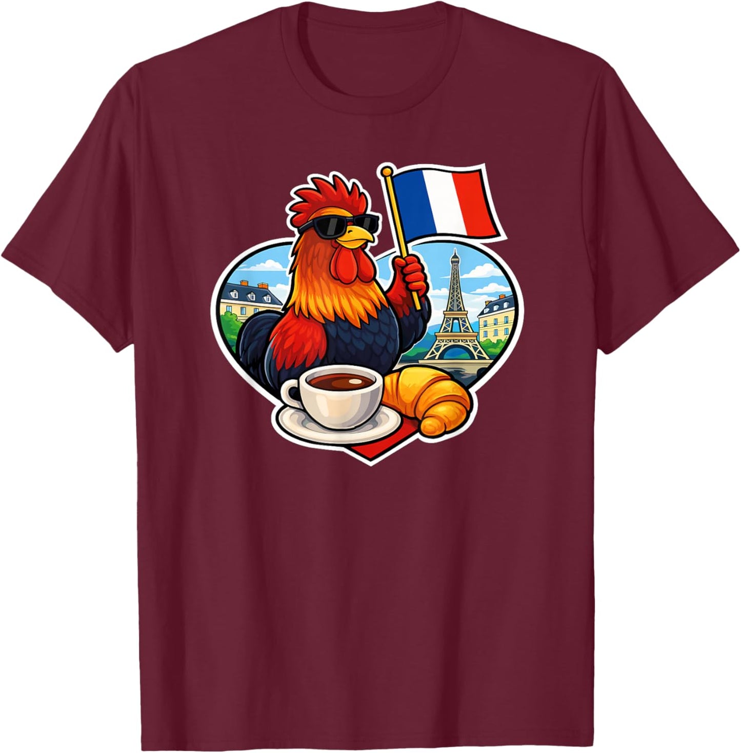 France - Illustration culturelle et Symboles français T-Shirt - T-Shirt | Maroon