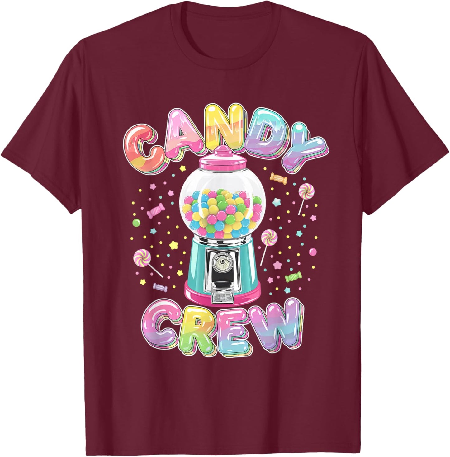 Candy Crew Adult Men Women Kids Christmas Pajamas T-Shirt - T-Shirt | Maroon