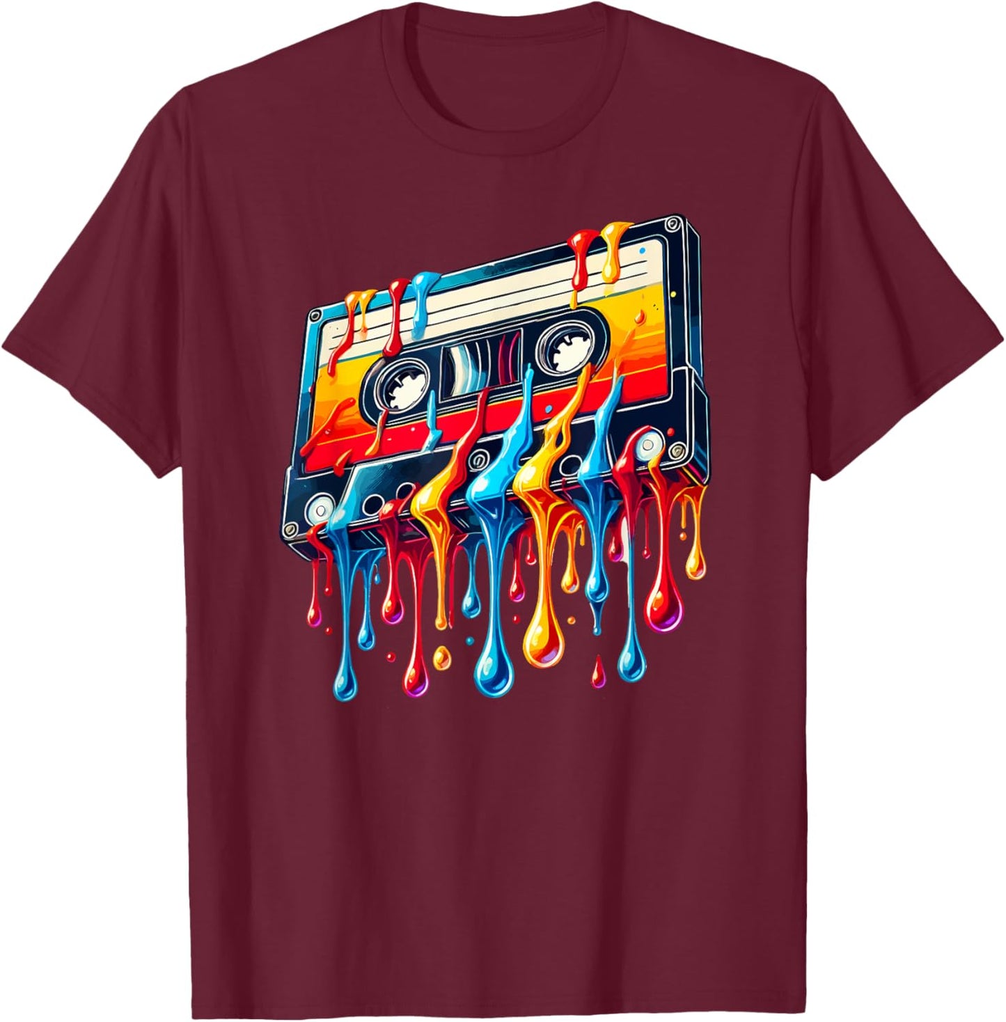 80s 90s Retro Party Costume Nostalgia Cassette T-Shirt - T-Shirt | Maroon