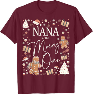 Nana of The Merry One Gingerbread Family's Fun at Christmas T-Shirt - T-Shirt | Maroon