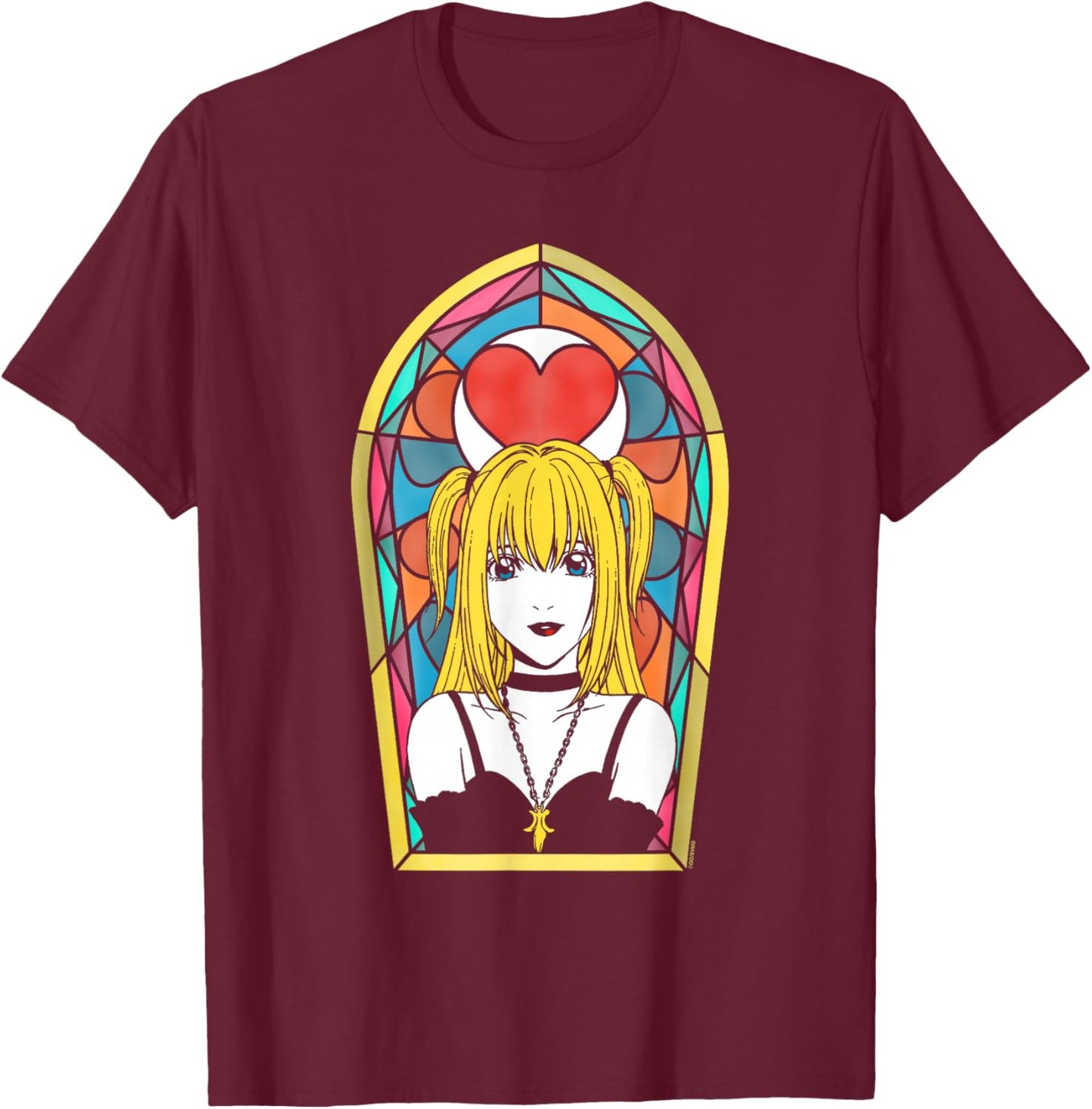 Death Note Misa Amane Stained Glass Window Portrait Anime T-Shirt - T-Shirt | Maroon