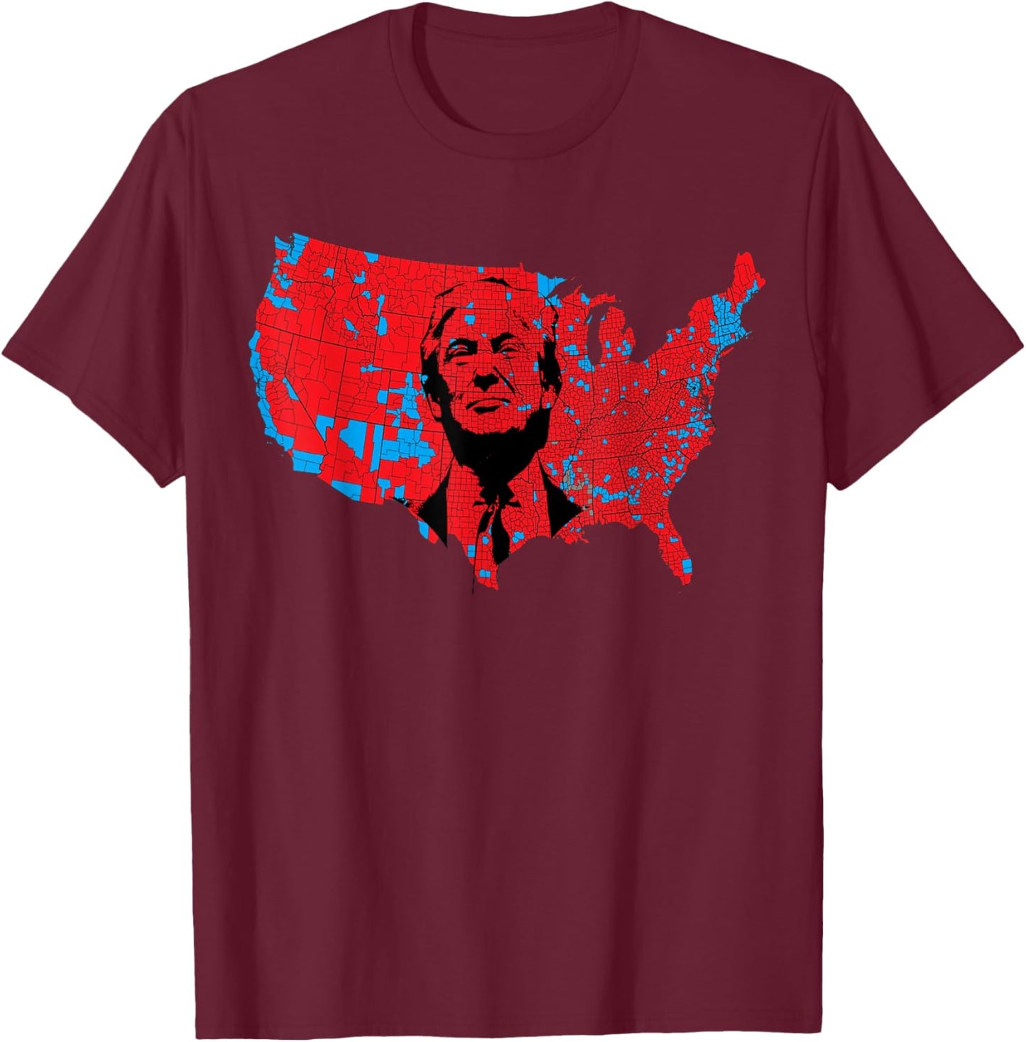 Red Wave Map of USA in the Trump 2024 Presidential Election T-Shirt - T-Shirt | Maroon