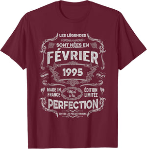 Legends Are Born in February 1995 31st Birthday T-Shirt - T-Shirt | Maroon