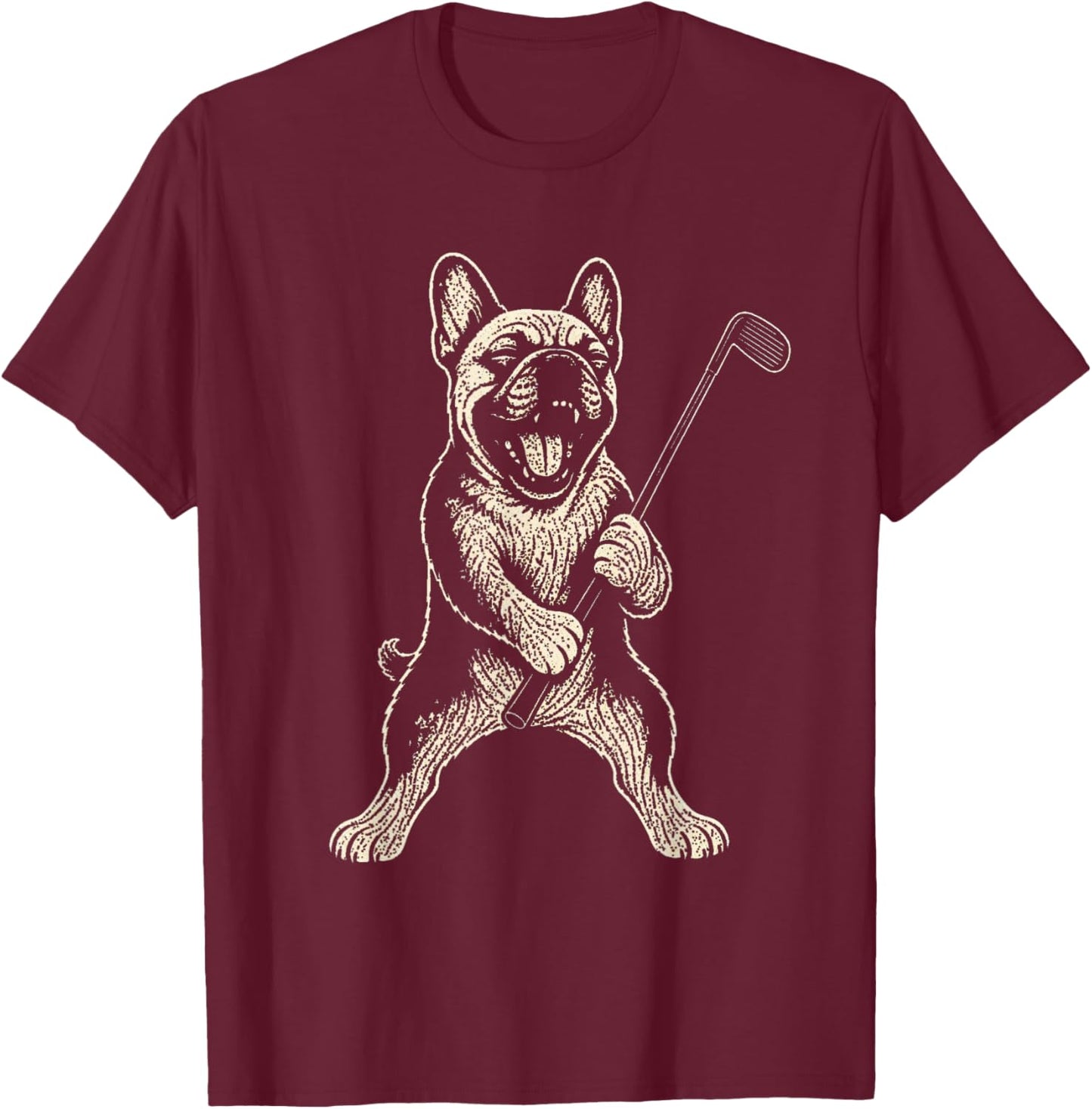 French Bulldog Golf Sports Vintage Dog Lover T-Shirt - T-Shirt | Maroon