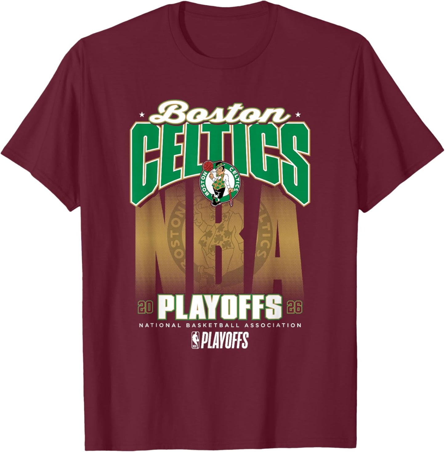 NBA Official 2026 Playoffs Boston Celtics Fade T-Shirt - T-Shirt | Maroon