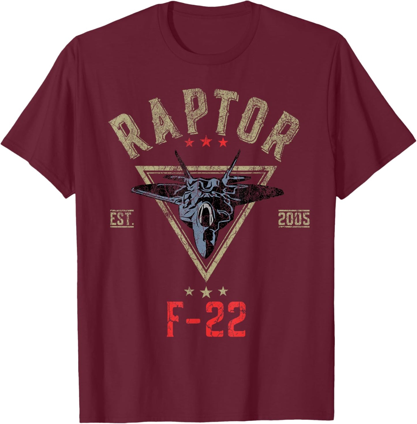 Vintage F-22 Raptor Fighter Jet | Aircraft Veteran T-Shirt - T-Shirt | Maroon