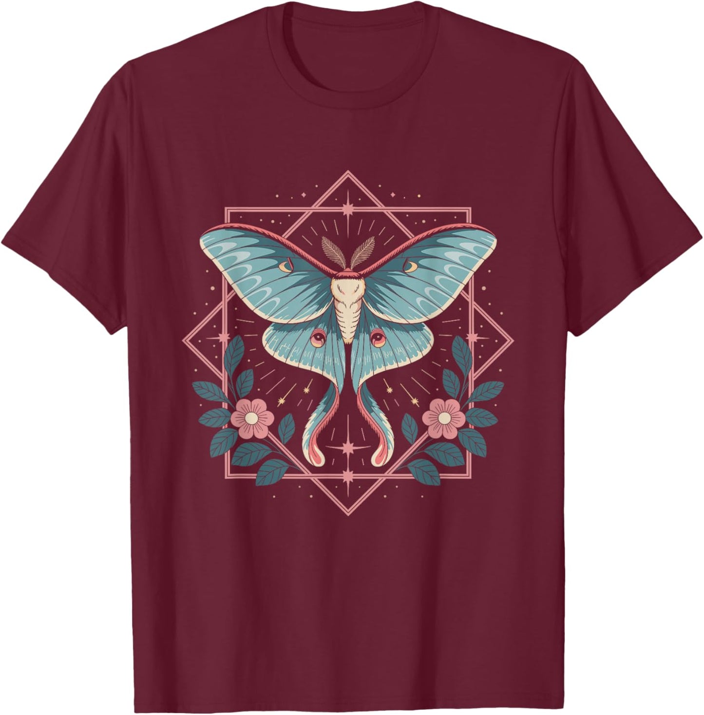 Fairycore Fairy Grunge Aesthetic Goth Fairycore Luna Moth T-Shirt - T-Shirt | Maroon