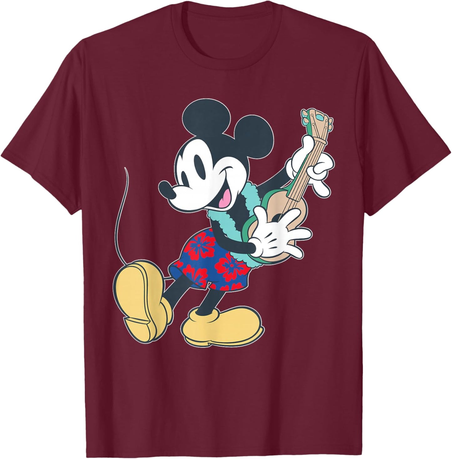 Disney Mickey Mouse Tropical Island Dance Hawai'i Inspired T-Shirt - T-Shirt | Maroon
