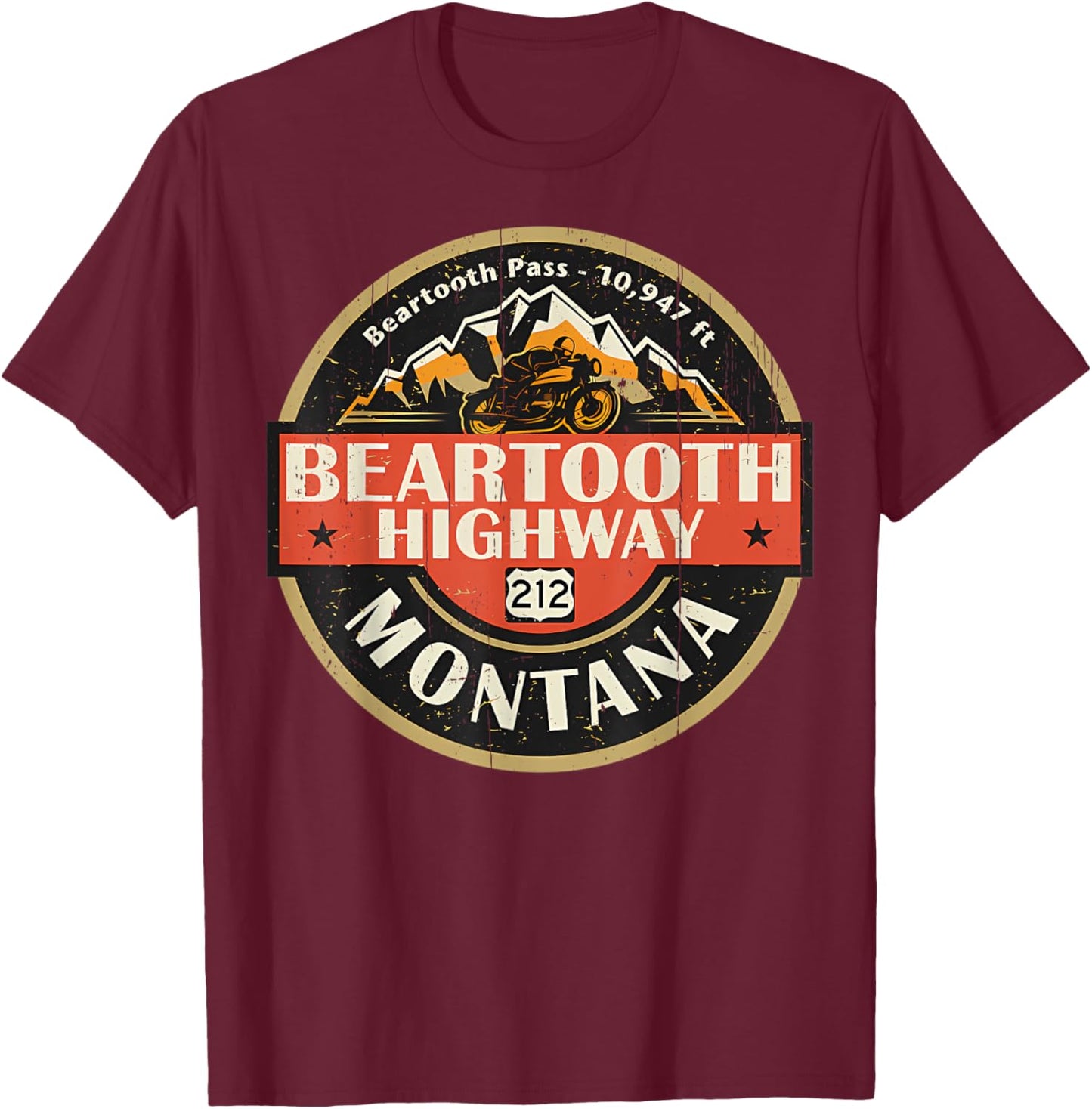 Vintage Beartooth Highway Mountain Hiking Nature T-Shirt - T-Shirt | Maroon