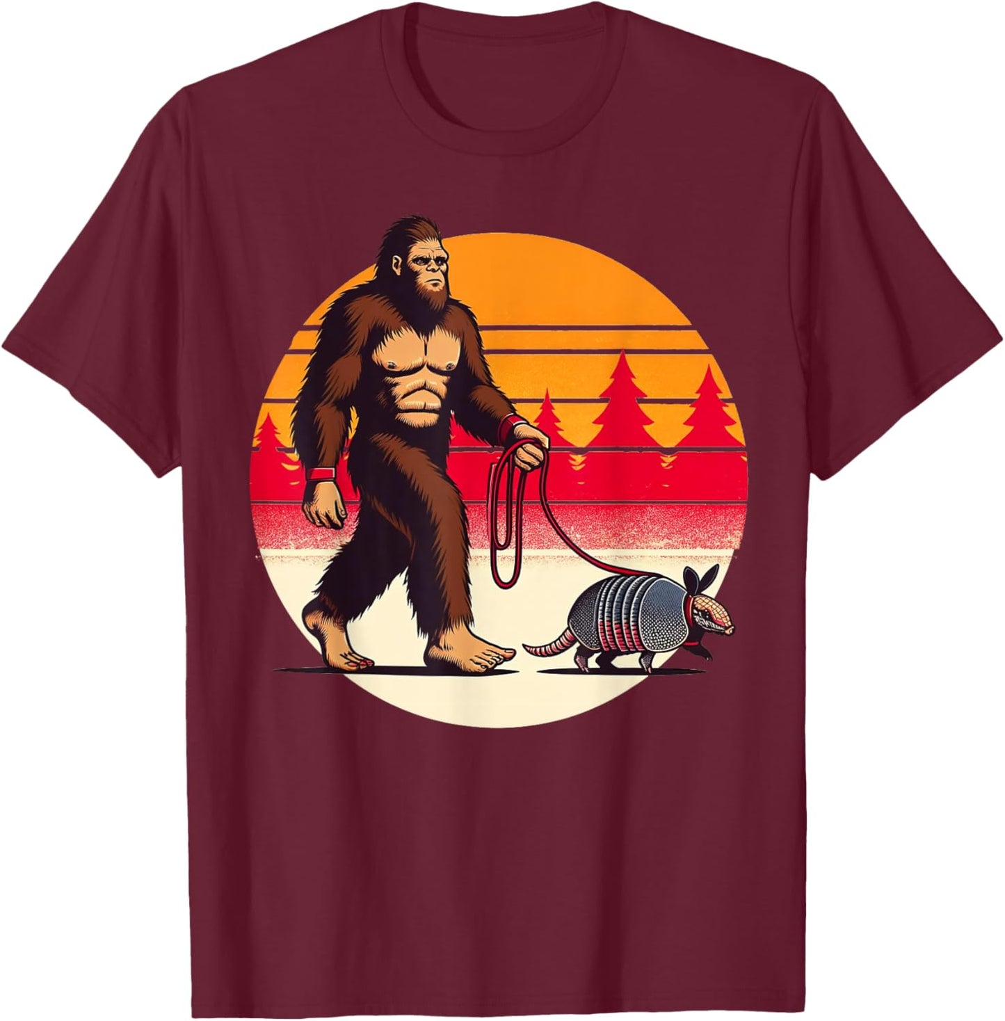 Armadillo-Shirt Bigfoot Walking Armadillos Funny Men Dad T-Shirt - T-Shirt | Maroon