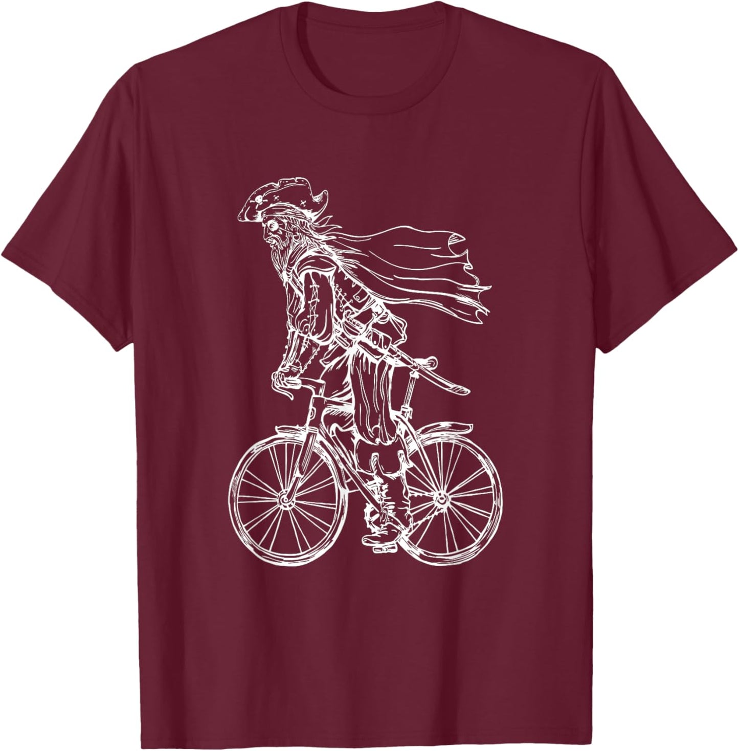 Pirate Cycling Bicycle Funny Cyclist Biker Riding Bike T-Shirt - T-Shirt | Maroon