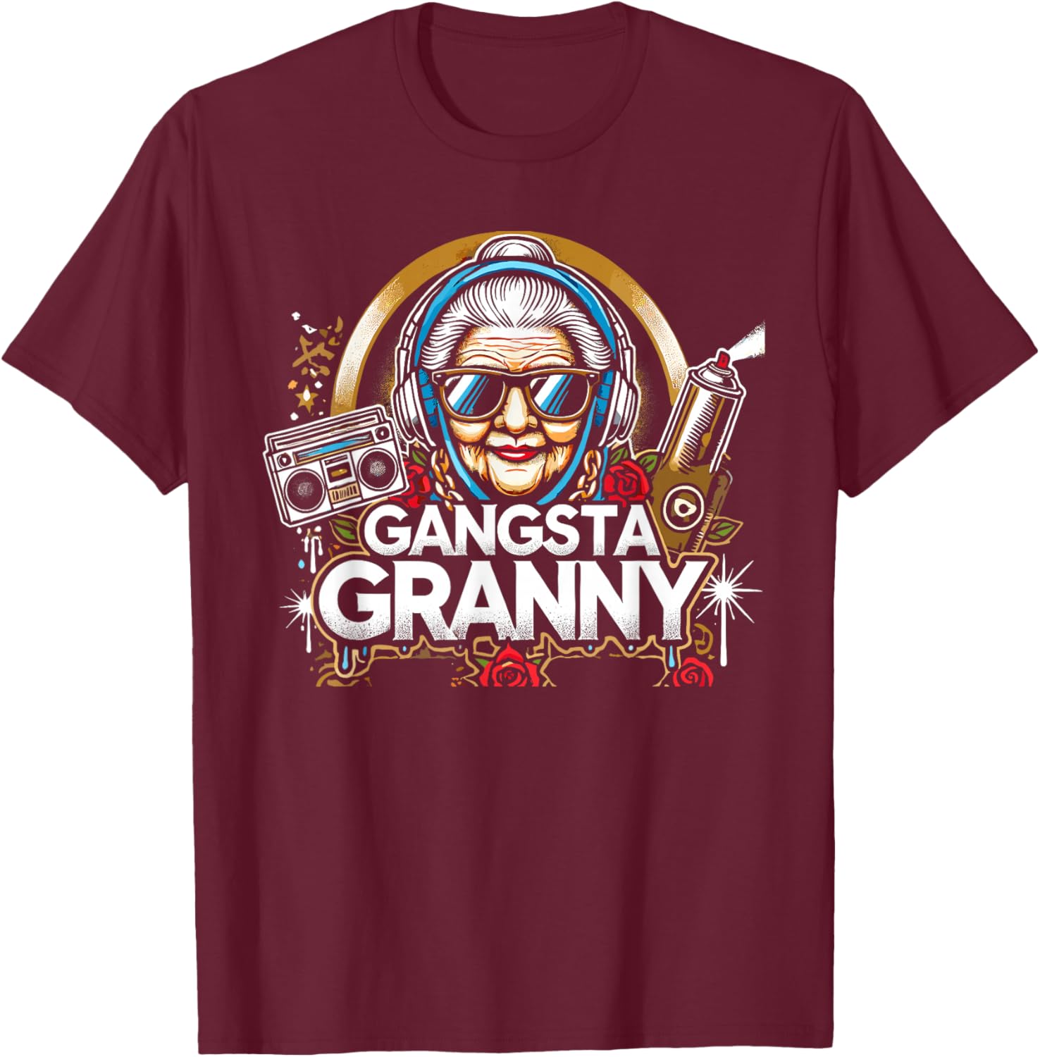Emo Gangsta Granny Gangster Grandmother Grandma Grammy T-Shirt - T-Shirt | Maroon
