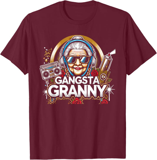 Emo Gangsta Granny Gangster Grandmother Grandma Grammy T-Shirt - T-Shirt | Maroon