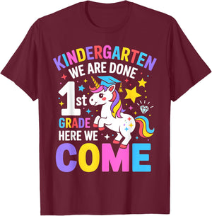 Kindergarten Graduation Cute Unicorn Girls Class of 2026 T-Shirt - T-Shirt | Maroon