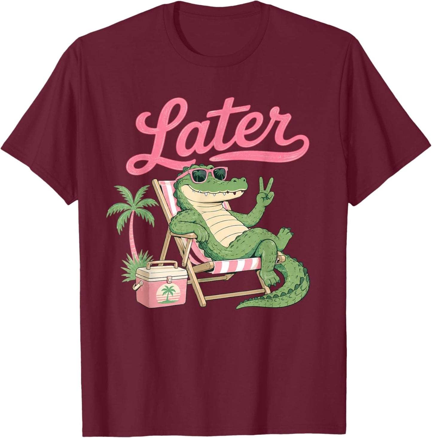 See You Later Last Day of School Teacher Summer Alligator T-Shirt - T-Shirt | Maroon
