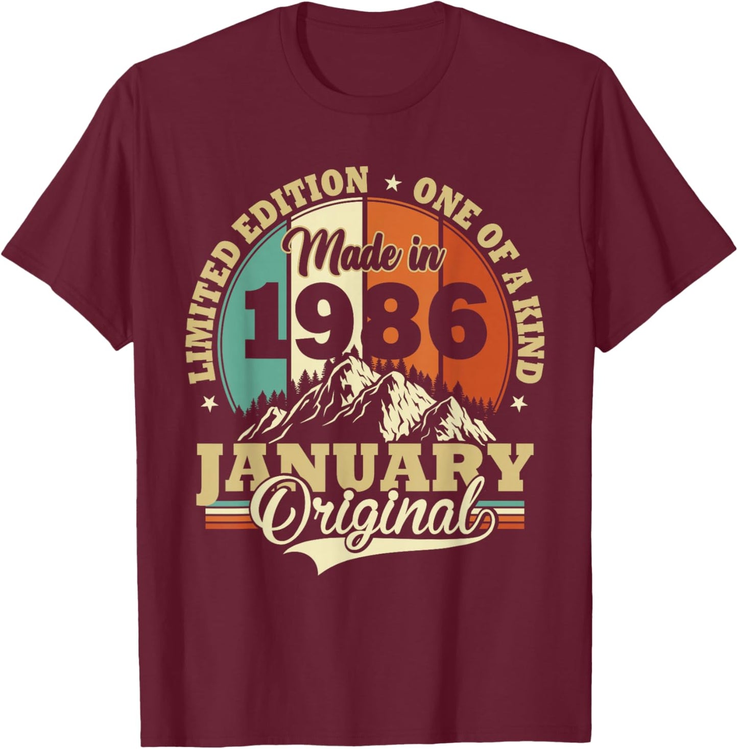 Vintage January 1986 Humor Gift Birthday 40 Years T-Shirt - T-Shirt | Maroon