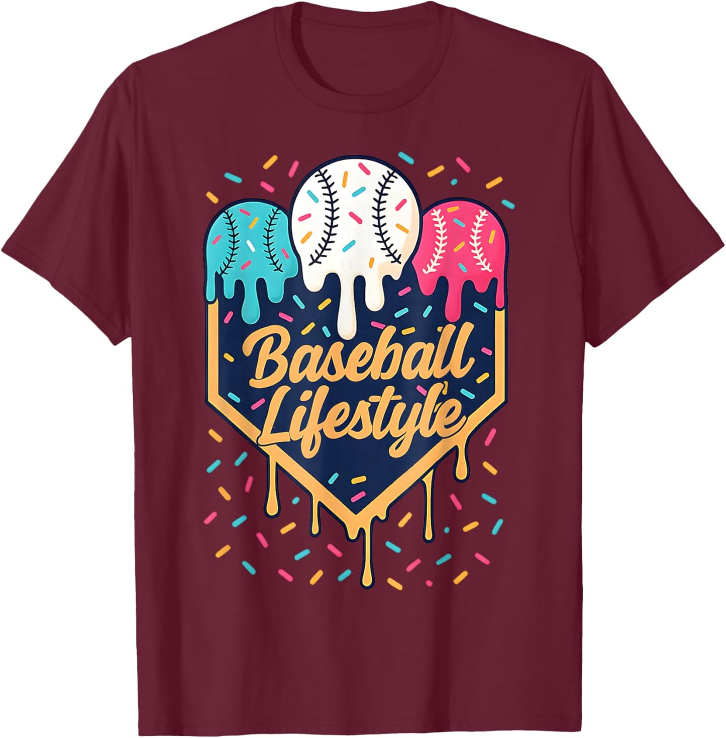 Drip Baseball Life Style Shirt Funny Boys Kids T-Shirt - T-Shirt | Maroon