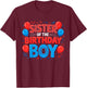 Sister of The Birthday Boy Spider Web Party T-Shirt - T-Shirt | Maroon