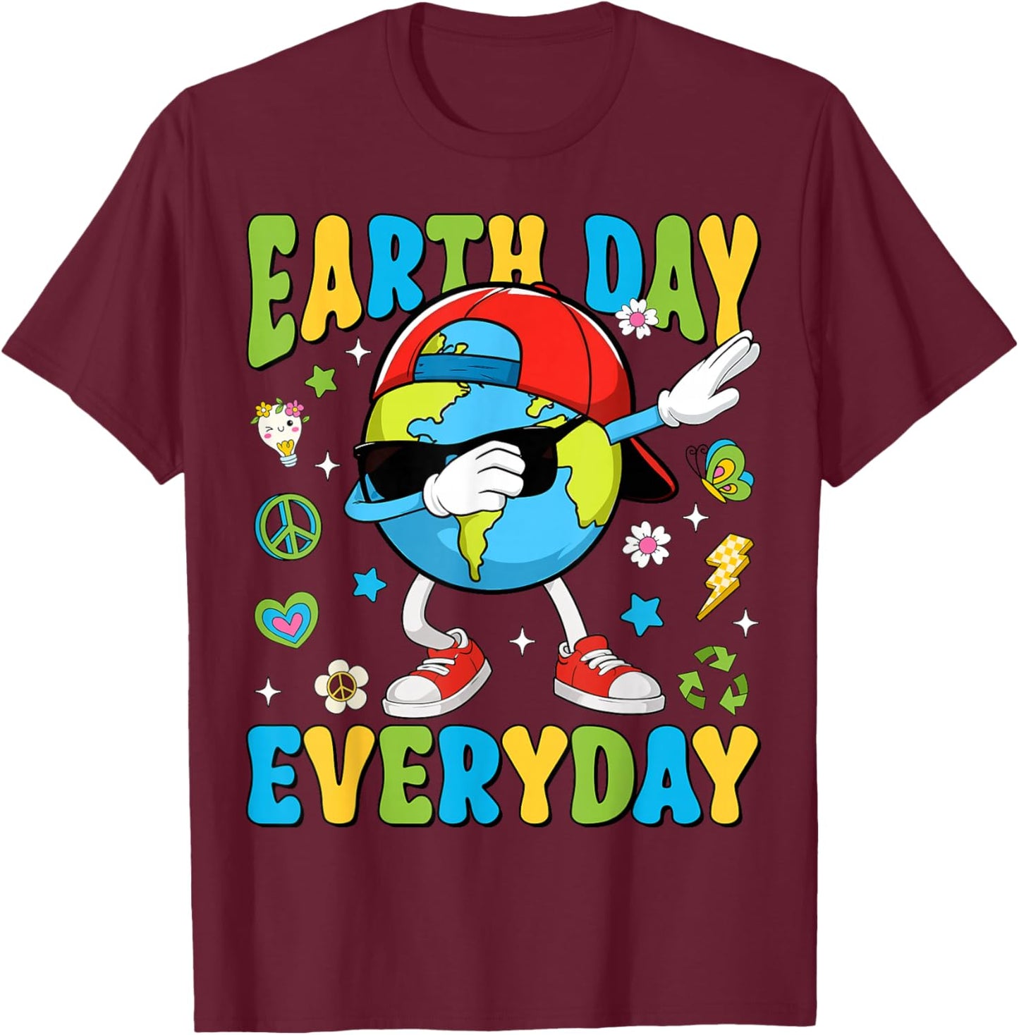 Earth Day Everyday Funny Dabbing Planet Toddler Kids Boys T-Shirt - T-Shirt | Maroon