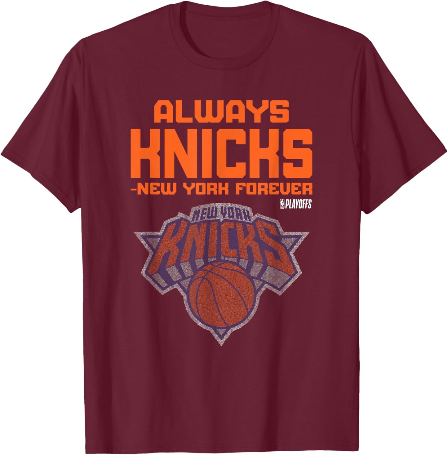 NBA 2026 Playoffs Mantra Knicks Bilboard T-Shirt - T-Shirt | Maroon