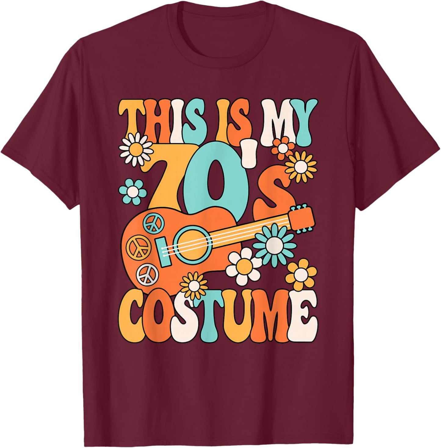 This Is My 70's Costume Women 1970s Party 70s Outfit Retro T-Shirt - T-Shirt | Maroon