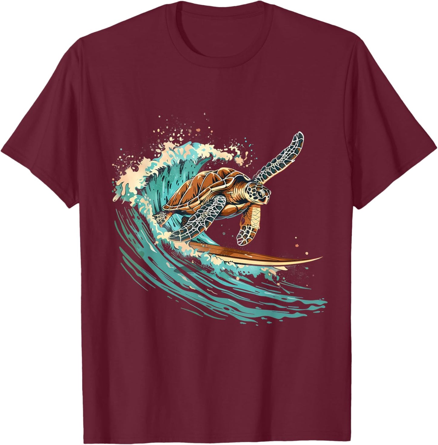 Sea Turtle Surfing Ocean Sea Turtle Ocean Sea Animal Lover T-Shirt - T-Shirt | Maroon