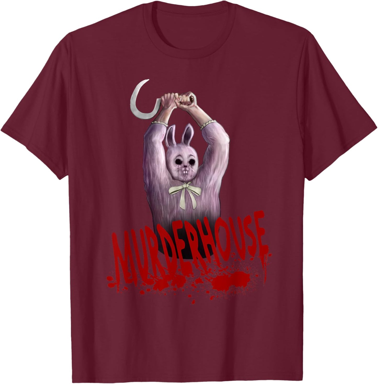 Murder House Easter Bunny Survival Horror Game Maniac T-Shirt - T-Shirt | Maroon