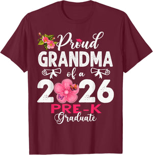 Proud Grandma of 2026 Pre-K Graduate Mothers Day Graduation T-Shirt - T-Shirt | Maroon