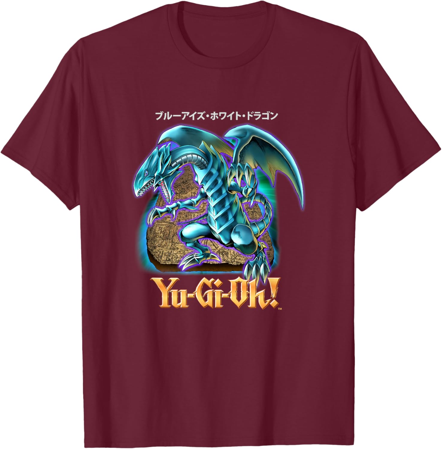 Yu-Gi-Oh! Blue Eyes White Dragon PAPL2500 T-Shirt - T-Shirt | Maroon