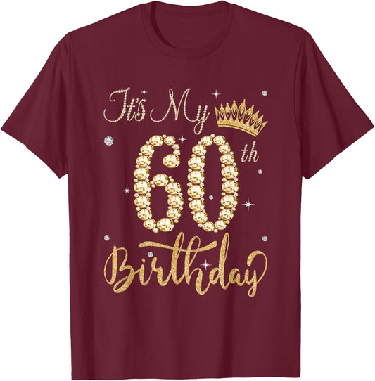 60th Birthday Gifts 60 Year Old Queen Women Diamond Crown T-Shirt - T-Shirt | Maroon